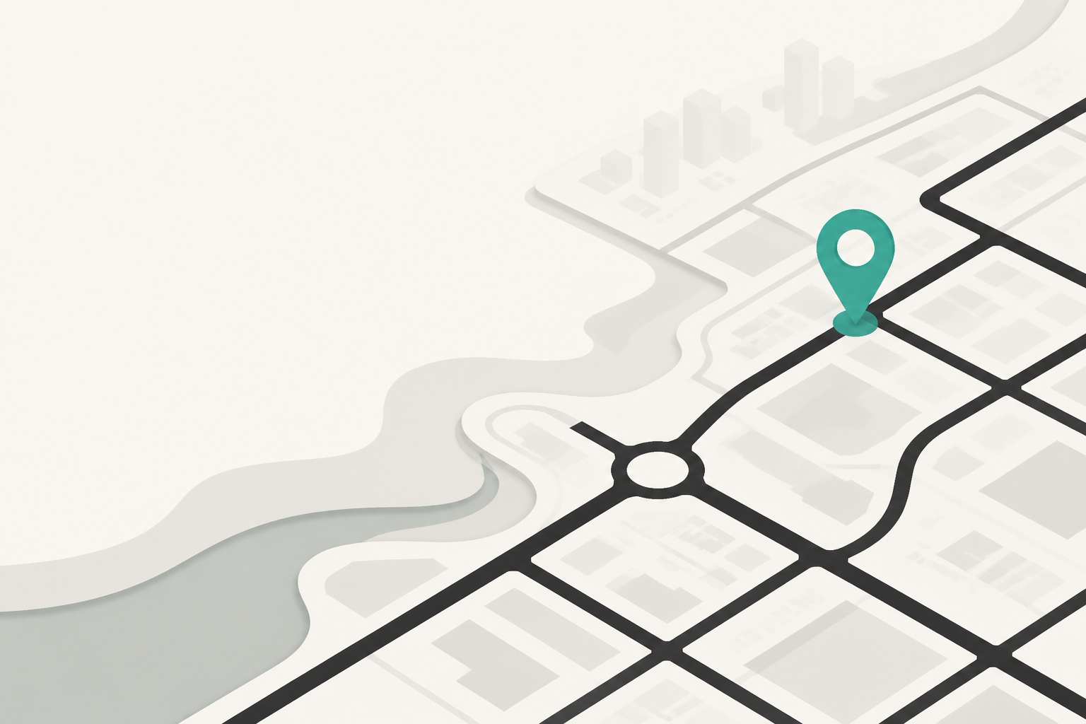 Flat teal and off-white editorial illustration of an independent car rental operation, with no text in the image, used as the header image for "Car Rental Business Tools: The Full Stack Checklist (202