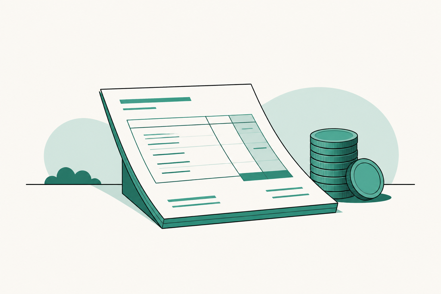Flat teal and off-white editorial illustration of an independent car rental operation, with no text in the image, used as the header image for "HyreCar Alternatives: Run Gig Rentals Direct".
